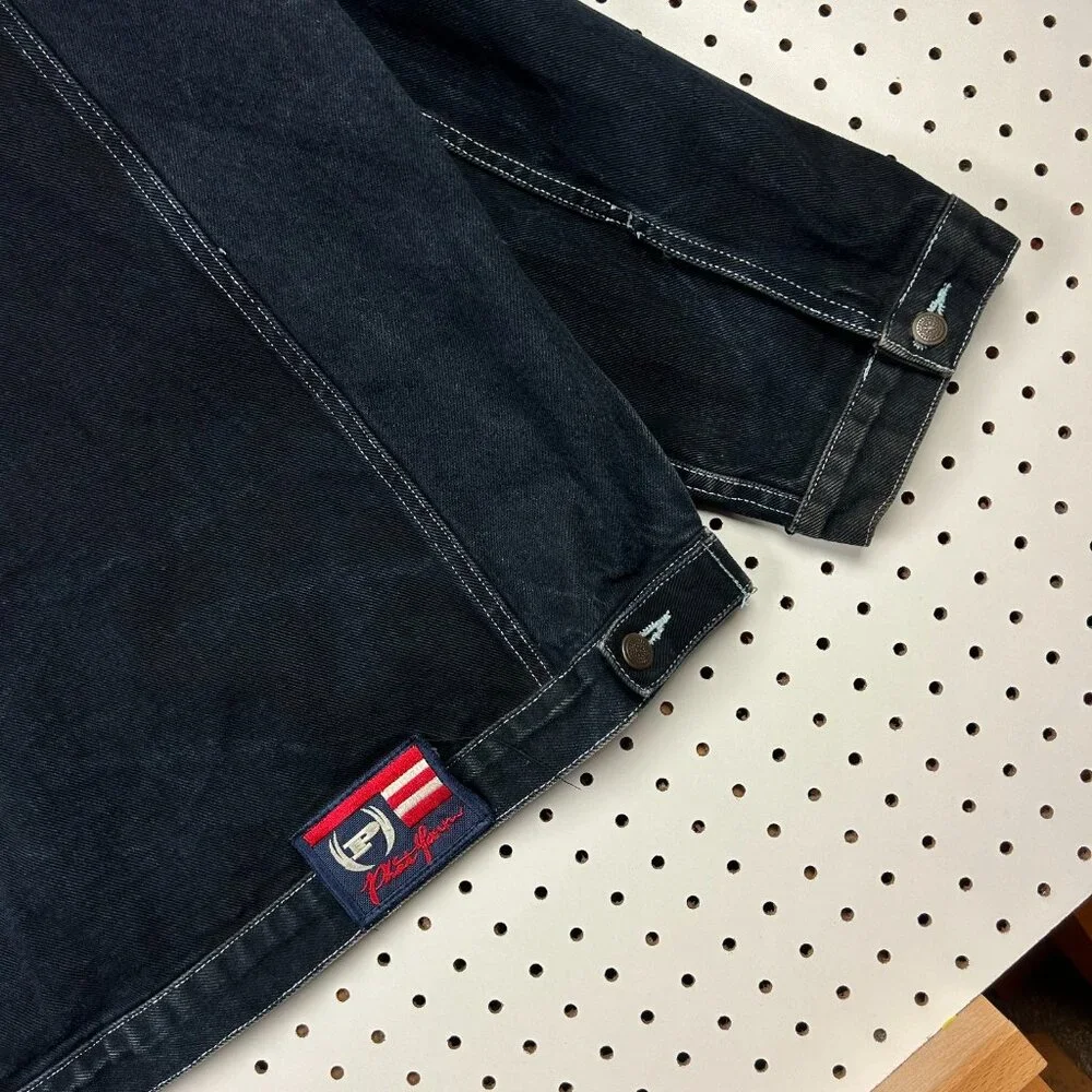 Phat Farm Denim Jean Jacket XL Dark‎ Wash Y2K Streetwear Skater Grunge READ 90s - Picture 5 of 8